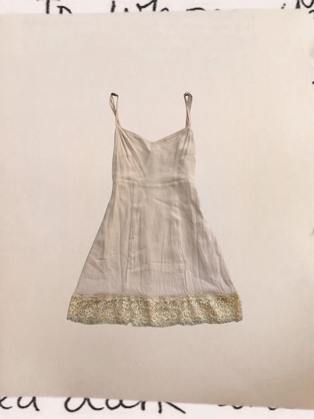 pale pink lace trim mini dress
